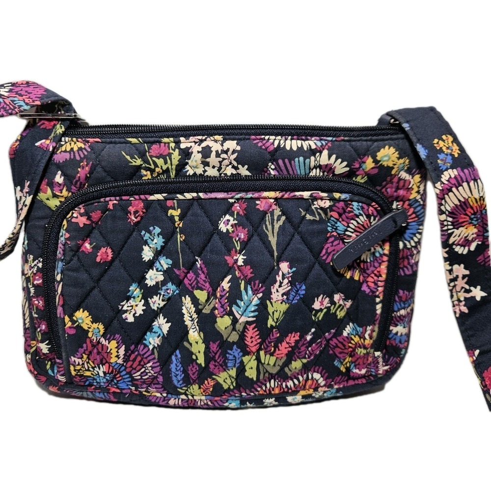 Vera Bradley Crossbody Bag Zip Card Holder Adjustable Strap Blue Print